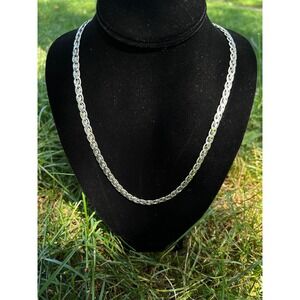 VTG 925 Sterling Silver Woven Wheat Link Chain Necklace Spiga Mesh 24"